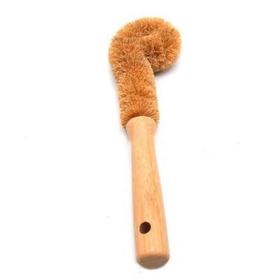 China Sustainable Bamboo Long Handle Coconut Fiber Cleaning Cup Sweep Glass Bottle Environmental Cleaning Cleaner Brush for sale