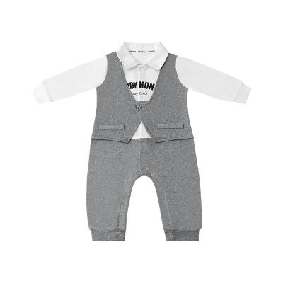 China Spring and Autumn Pure Cotton Fashionable Two Piece Spandex/Cotton Baby Jumpsuit Creeper Lover Gentleman Baby Clothes Spring Dress for sale