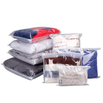 China Recyclable 16C Frosted Garment Zipper Bag Plastic Bag Transparent Side And Frosted Side for sale