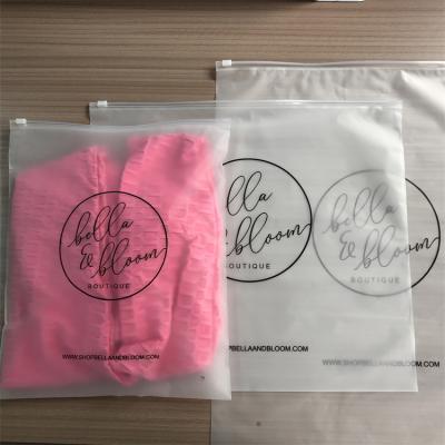 China 2022 Wholesales Custom Printed BIODEGRADABLE Zipper Plastic Bag Clear Frosted Plastic Packaging Bag With Logo For Clothing for sale