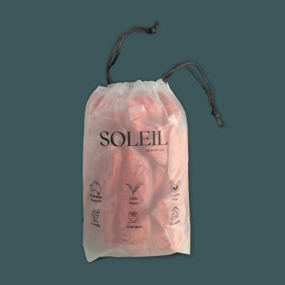 China Free Sample 2022 BIODEGRADABLE Custom EVA Clothing Travel Clothes Frosted Drawstring Plastic Packaging Bag With Logo for sale