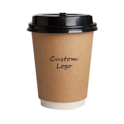 China Disposable High Quality Custom Kraft Paper With Lids 8 12 16 Disposable 22oz Coffee Paper Cups Double Wall for sale