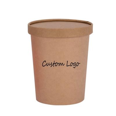 China Disposable Custom Made 8Oz 12Oz 16Oz 26Oz 32Oz Thickened Soup Bowl Oatmeal Wrapping Soup Disposable White Paper Cups With Lids for sale