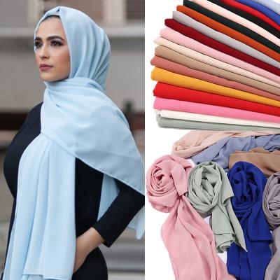 China Chiffon Women Hijab Turban Scarf Shawl Wrap Solid Color Muslim Women's Fashion Clothing Muslim Headscarf 2021 New Wraps for sale