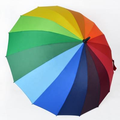 China Shenzhen OEM New Design Rainbow Color Iron Shaft CLASSIC High Quality ABS Handle 102cm Diameter Open Bag Golf Umbrella for sale