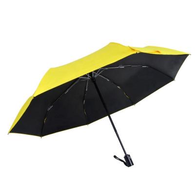 China Wholesale Full Automatic China 210T Vinyl Cloth With 40+ UPF Fiberglass Umbrella And Three Folds Aluminum Support And Plastic Handle for sale