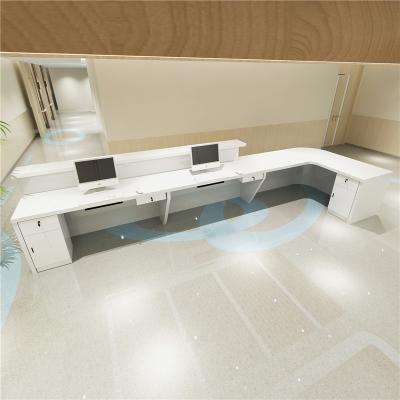 China Simple Hospital Clinic Medical Front Curved Reception Desk Chrome Curved Reception Desk Small Customized Clinic for sale