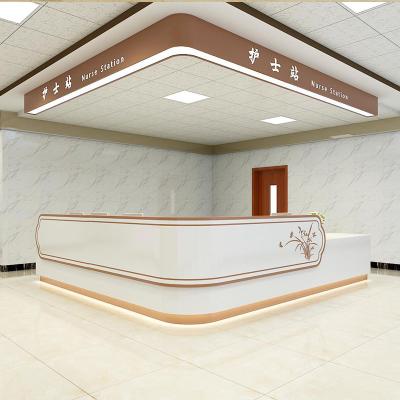 China Hospital Clinic Small Reception Medical L Shaped Reception Simple Customized Reception Desk for sale