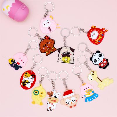 China Wholesale New Cartoon Style Decorative Key Chain Metal Accessories And PVC Key Rings for sale