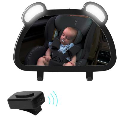 China Rear Facing Mirror For Baby 360 Degree Adjustable Acrylic Baby Mirror With Light For Kids Children Backseat Baby Rear Car Mirror for sale