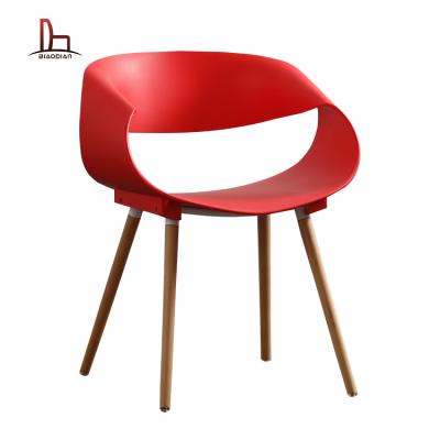 China Wooden Round Plastic Leg Seat Back Solid Wood Shape Solid Wood White Half Dining Chair for sale