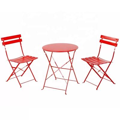 China Durable Material Steel Folding Garden Furniture Set Outdoor Patio Dining Table And Chair With Umbrella Set for sale