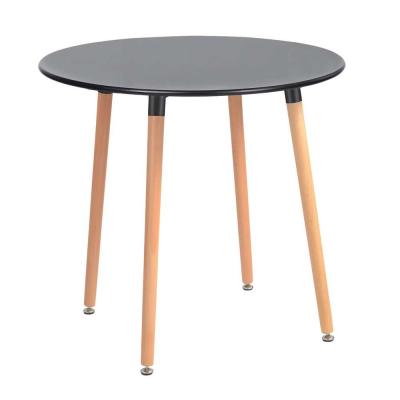 China Durable Metal And Black Wood Round Dining Table With Solid Legs Dining And Modern Coffee Table for sale