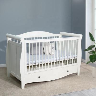 China Traditional Cheap Unique Multifunctional High Fence Pine Wood Baby Hutch Kids Portable Beds for sale