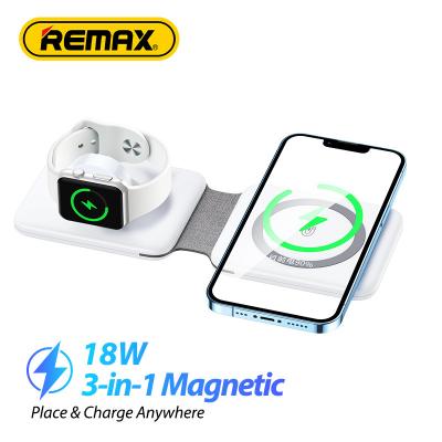 China 3.5 inch-6.5 inch Mobile Phone Remax 3 in 1 Magnetic Wireless Charger Times 18W for I Phone 2022 New Products Fast Charging Portable Wireless Charger for sale