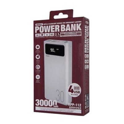 China High Capacity Fast Mobile External Battery Charger Power Bank OEM Quality Remax RPP-112 Support Charging Charger 30000 Portable Power Bank for sale