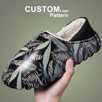 China CUSHIONING Custom Logo Bedroom Waterproof EVA Slippers Fur Warm Women's Slippers Custom Pattern Men Slippers Home Unisex Indoor Floor Shoes for sale