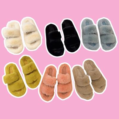 China Wholesale 2021 Fashion Trend Multi Color Winter Indoor Daily Non-slip Soft Slips Warm Faux Fur Woman Fluffy Slipper for sale