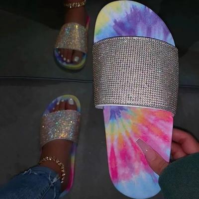 China CUSHIONING Thick Soles Colors Women's Shoes Summer Large Size New Hot Selling Central Institute of Statistics Amazon Bling Diamond Fashion Leisure Slide Slippers for sale