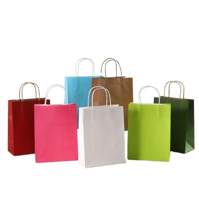 China Colored Paper Bag Recyclable Eco Friendly Packaging Kraft Paper With Handle Shopping Bag for sale