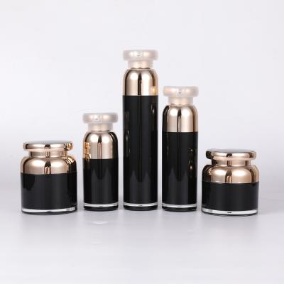 China Cosmetic Luxury Acrylic Airless Bottle 15ml 30ml 50ml 100ml Black / Gold Airless Bottle For Cosmetic Packaging for sale