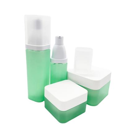 China With Pump Packaging 15ml 30ml 50ml Airless Green Frosted Acrylic Airless Cosmetic Makeup Jar Pump Lotion Bottles for sale