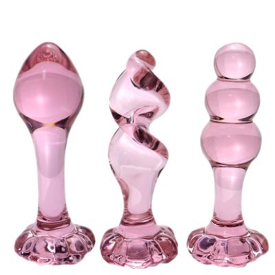 China SM Fun Flower Crystal Glass Anal Plug Masturbation Sexy Sex Toys For Women Men Butt Plug Pink Prostate Massager Anal Sex Toys Adult Products for sale