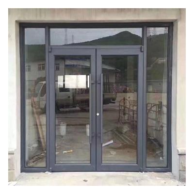 China KFC Heavy Duty Waterproof Sound Insulation Gold Frame Transparent Glass Doors For Supermarket Mall for sale