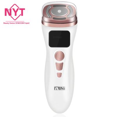 China Korean Women RF EMS Wrinkle Remover Led Device Mini For Face Hifu Machine Portable Neck Chin Eyes Warmed Up Antiaging 2022 Price Skin Facial Massager for sale