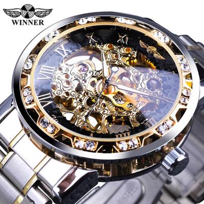 Κίνα Luxury Brand Water Resistant T-WINNER 614 Mechanical Watches Diamond Stainless Steel Manual Mechanical Watches Men προς πώληση