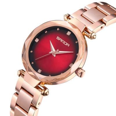 China Japanese Watch Woman Water Resistant SANDA P1004 Quartz Rose Gold Watch Fashion Stainless Steel Elegant Wrist Watch for sale