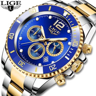 China Auto Date Lige 8924 Business Stainless Steel Quartz Wristwatch Reloj Watch Luxury Waterproof Lige Men à venda