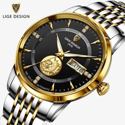 중국 Automatic All Date Brand Luxury Watches Lige 6806 2021 Diamond Mechanical Male Automatic Lige Men's Watch 판매용