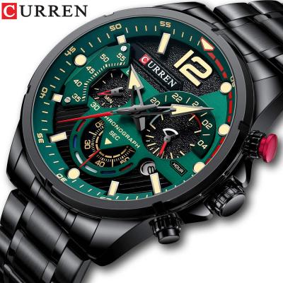 China Curren 8395 Relogio Automatic Mens Date Quartz Watch 2021 Luminous Stainless Steel Curren Watches Men Wrist à venda