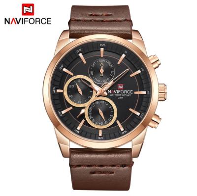 Cina Naviforce 9148 Chronograph Mens Watch Six Pin Watchwaterproof Leather WatchBusiness Men's Watch in vendita