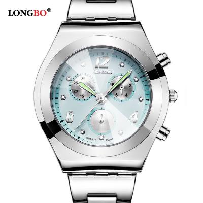 中国 Luxury calendar LONGBO 8399 brand watch women fashion stainless steel quartz full watch ladies 販売のため