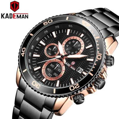 Китай High Quality Automatic Date KADEMAN 861 Men's Quartz Watches Chronograph Calendar Fashion Steel Straps For Mens Watches продается