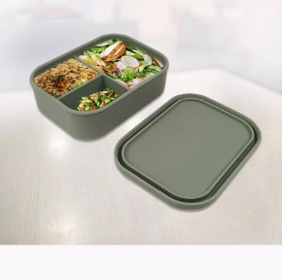 China Free Reusable Leakproof Storage Dishes Bento Silicone Lunch Box Bento Box Container Durable Bpa Silicone Storage Compartment 2023 New 3 for sale