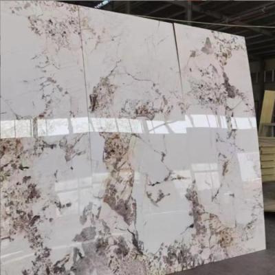 China Sustainable Living Glossy Marble Bamboo Charcoal Board Veneer Marble Fiber Wall Panel for sale