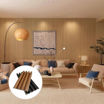 China ECO-Friendly Damask Pattern 3D Insulated Slat Wood WPC Wall Panel for Indoor Decoration for sale