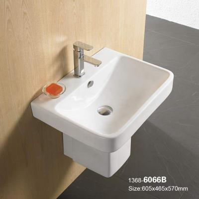 China High 1st Tempreture Times Firing Gloss PATE Hotel bothroom wall hung washhand down ceramic wall mounted pedestal washbasin for sale