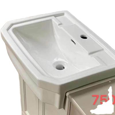 China 1st Times Firing High Gloss PATE 7504D UK Counter Ceramic Rectangular Semi Rectangular Drop In Sintered Stone Marble Recess Bathroom Vanity Semi Sink for sale