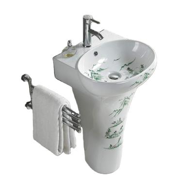 China High Tempreture 1st Times Firing PATE Glaze Freestanding Ceramic Wash Basin Bathroom sinks with stand China stylefancy pedestal washbasin for sale