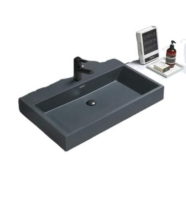 China High Tempreture 1st Times Firing Gloss Concrete Bathroom Terrazzo Sinks Square Gray Toilet Cement Basin Sink for sale