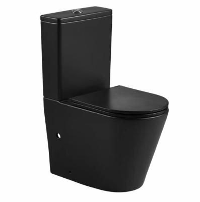 China PATE A2330MB WC Double-Flow European Floor-Mounted Bathroom Ceramic Toilet Cistern Matte Black P-trap Matte Black Toilet Room Rohs for sale