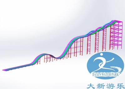 China Dragon Racing Fiberglass Water Slides Multi Lane 21 Meters Tower Height for sale