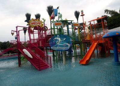 China Durable Aqua Playground With Fiberglass Water Park Slides / Funny Water Bucket for sale