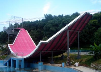 China Toboganes acuáticos de cristal gigantes comerciales de fibra, diapositiva azul roja de la piscina de la fibra de vidrio en venta