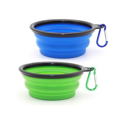 China Travel Viable Collapsible Dog Bowl Portable Dog Water Food Bowl With Carabiner Pet Cup Feeding Dish for sale