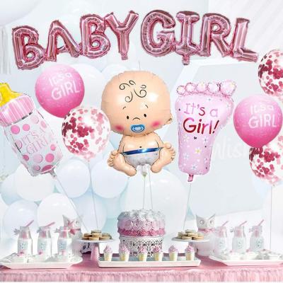 China Latex Material Baby Male And Female Baby Foil Balloon Baby Shower Set for sale